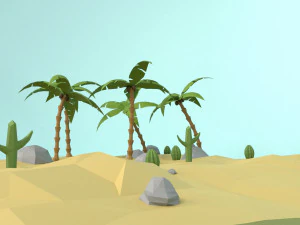 низкополигональный оазис 3D Модель