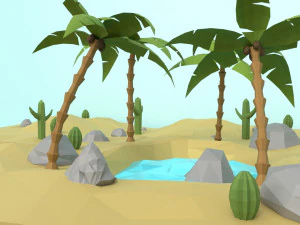 низкополигональный оазис 3D Модель