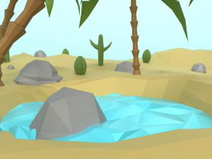 low poly oasis 3D Model