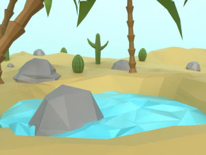 низкополигональный оазис 3D Модель