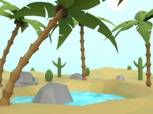 low poly oasis 3D Model