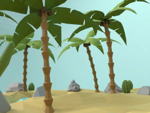 низкополигональный оазис 3D Модель