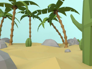 низкополигональный оазис 3D Модель