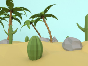 low poly oasis 3D Model