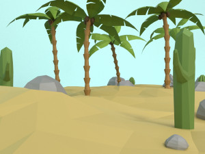 low poly oasis 3D Model
