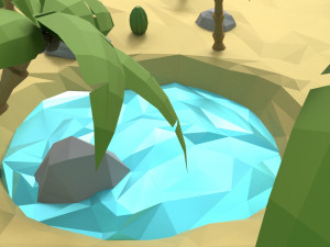low poly oasis 3D Model