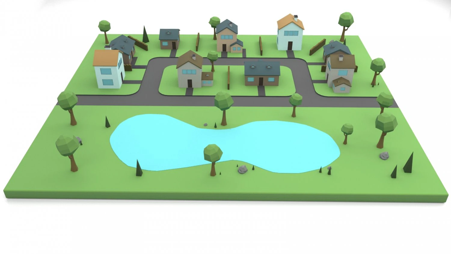 small town 3D Model .c4d .max .obj .3ds .fbx .stl .blend 