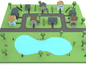 small town Modello 3D