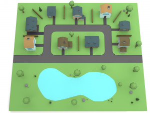 small town Modello 3D