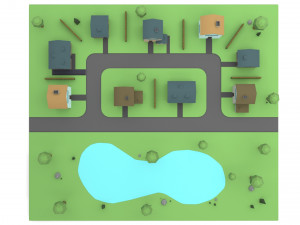 small town Modello 3D