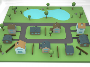 small town Modello 3D