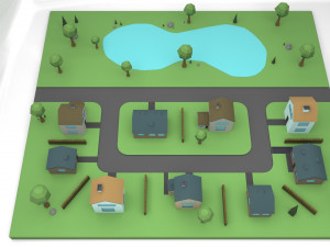 small town Modello 3D