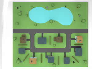 small town Modello 3D