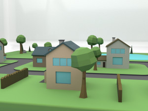 small town Modello 3D