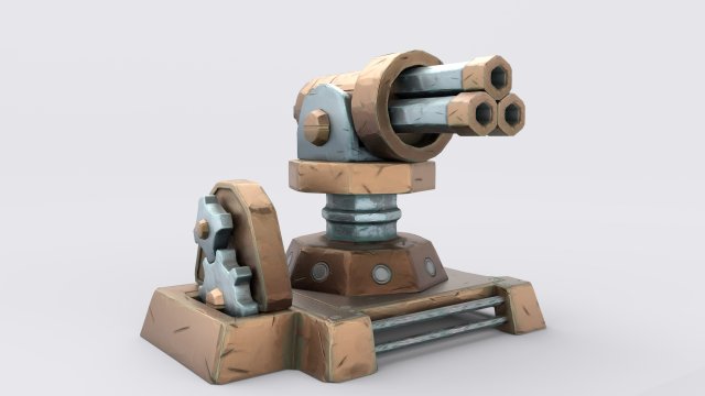 cartoon turret 3D Model .c4d .max .obj .3ds .fbx .stl .blend 
