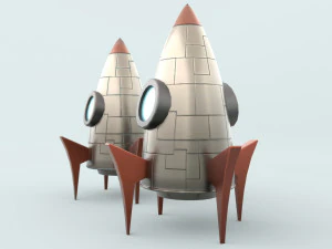 foguete de desenho animado Modelo 3D