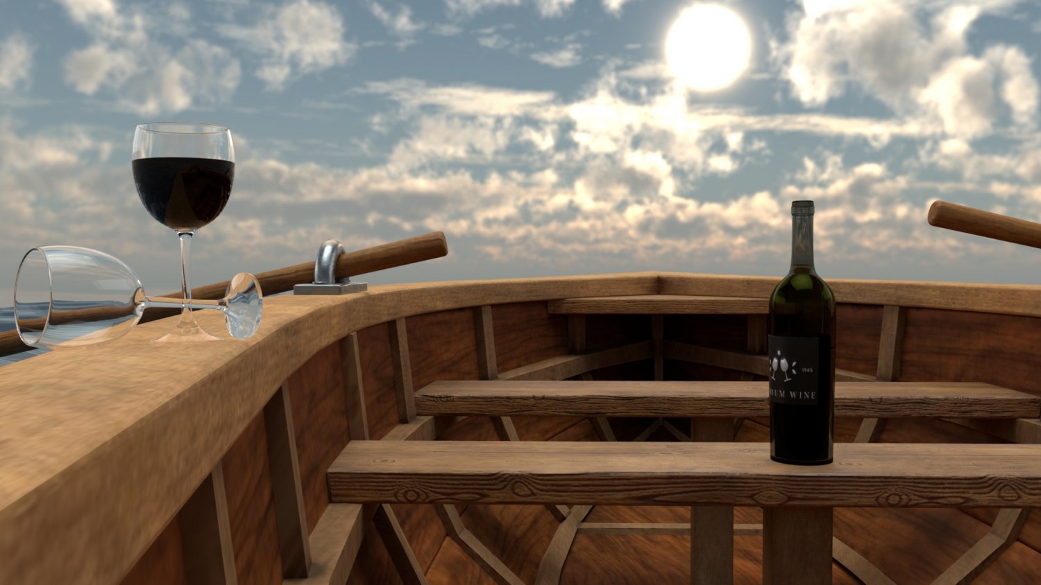 прекрасный закат. лодка 3д модель бесплатно. Boat scene. изделия: «яхта», «баржа». трехкорпусная лодка модель.