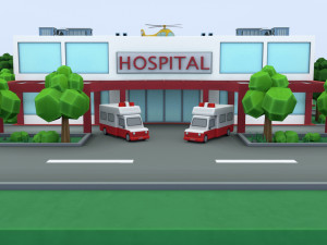 cartoon hospital Modelo 3D