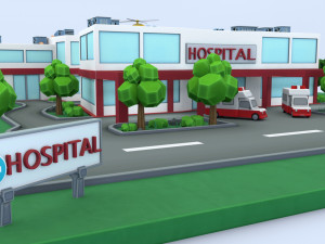 cartoon hospital 3D-Modell