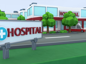 cartoon hospital 3D-Modell