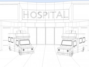 cartoon hospital 3D-Modell
