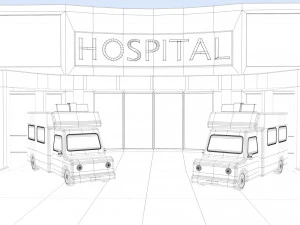 cartoon hospital 3D Model