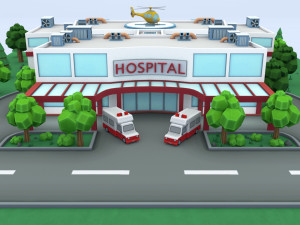 cartoon hospital 3D-Modell