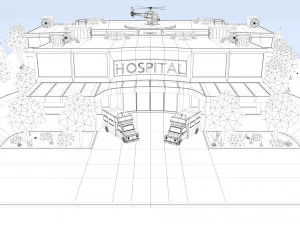 cartoon hospital 3D Model
