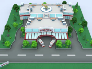 cartoon hospital 3D Model