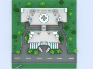 cartoon hospital 3D-Modell