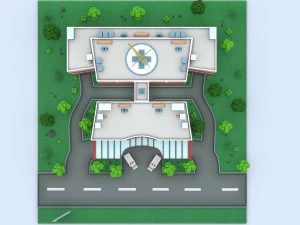 cartoon hospital 3D Model