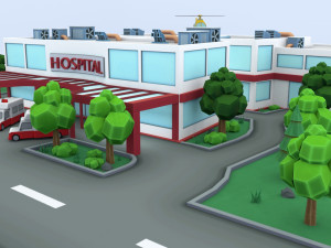 cartoon hospital 3D-Modell