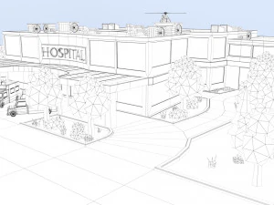 cartoon hospital 3D Model