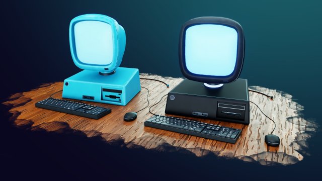 stylized computer 3D Model .c4d .max .obj .3ds .fbx .stl .blend 