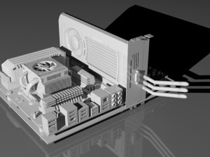 gigabyte motherboard with heatsinkgpucpuram 3D Model