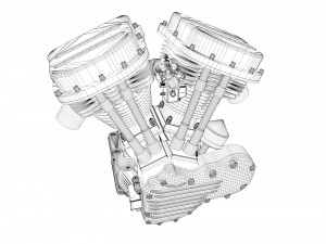 harley panhead motorcycle engine 3D 模型
