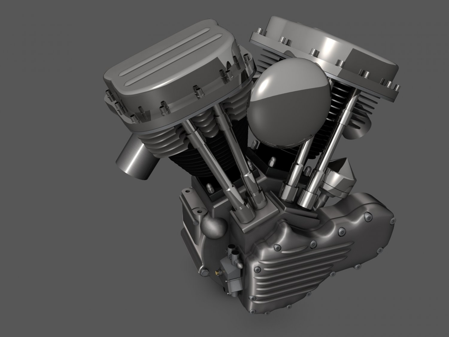 Harley Panhead Motorcycle Engine 3D Model in Motorcycle ...