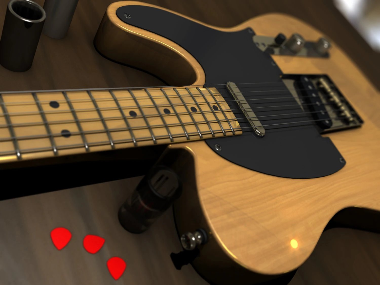 fender telecaster electric guitar 3D Model .c4d .max .obj .3ds .fbx .stl .blend 