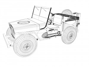 willys jeep army 3D Модель