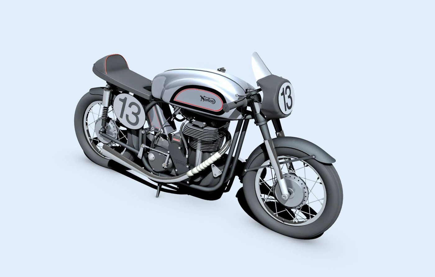 norton manx motorcycle 3D Model .c4d .max .obj .3ds .fbx .stl .blend 