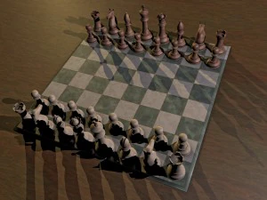 zestaw szachowy - drewno szkło metal Model 3D