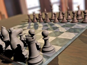 chess set - wood glass metal 3D Model