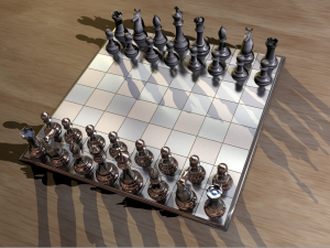 chess set - wood glass metal Modelo 3D