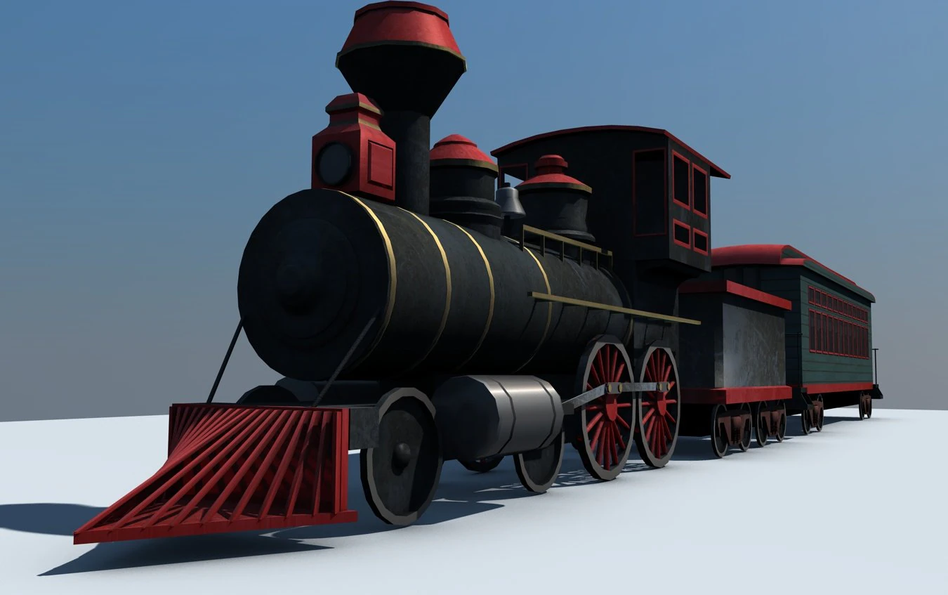 low poly steam engine train game ready 3D Model .c4d .max .obj .3ds .fbx .stl .blend 
