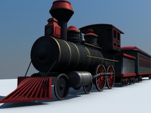 low poly steam engine train game ready 3D Model