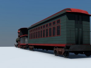low poly steam engine train game ready Modelo 3D