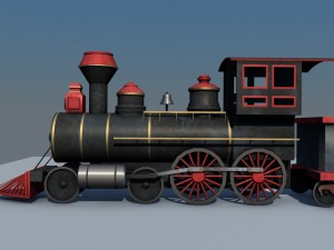 low poly steam engine train game ready Modelo 3D