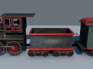 low poly steam engine train game ready Modelo 3D