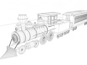 low poly steam engine train game ready 3D Model