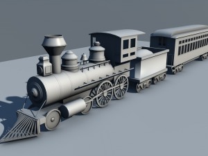 low poly steam engine train game ready Modelo 3D